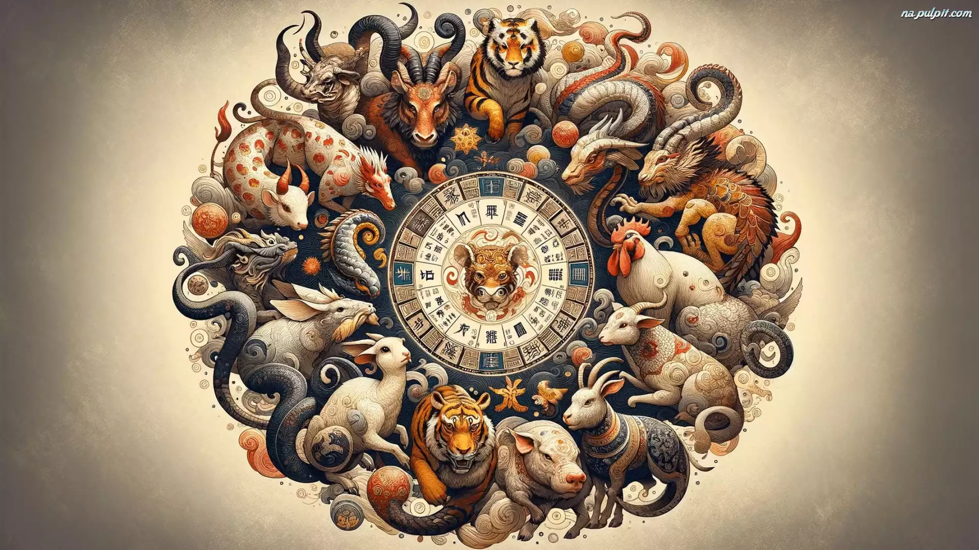 Chiński, Zodiak, Zwierzęta, Grafika