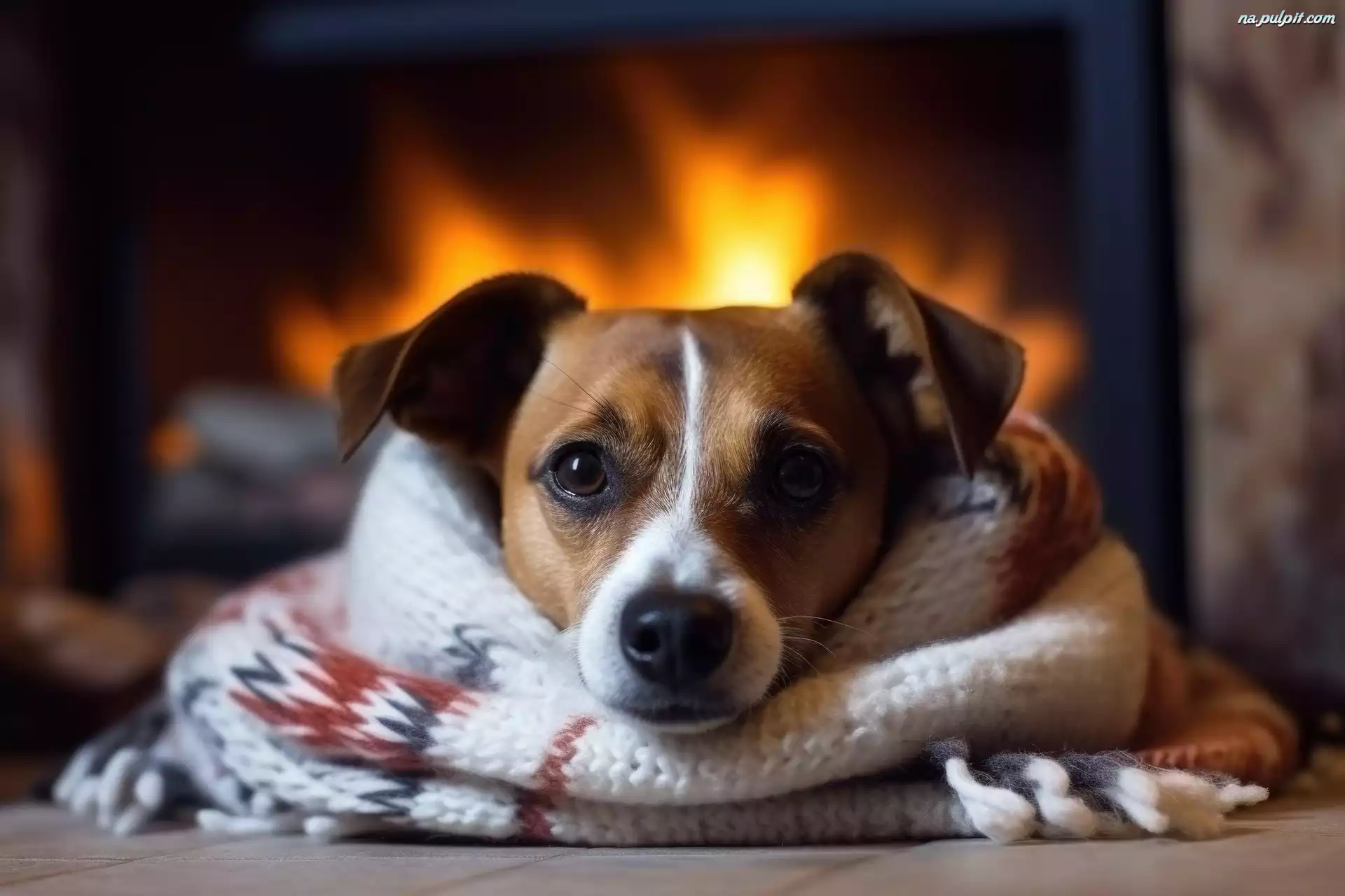 Kominek, Pies, Mordka, Jack Russell terrier, Koc