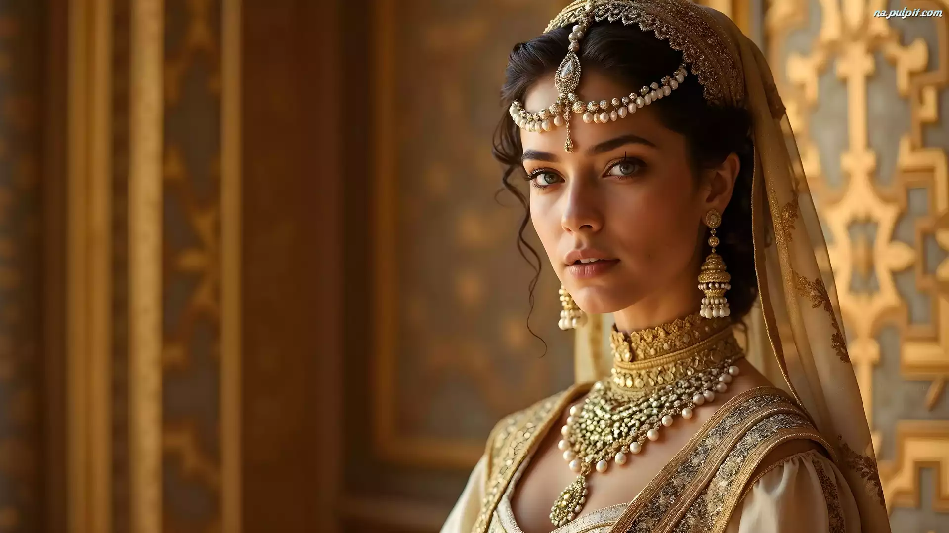 Kobieta, Biżuteria, Naszyjnik, Kolczyki