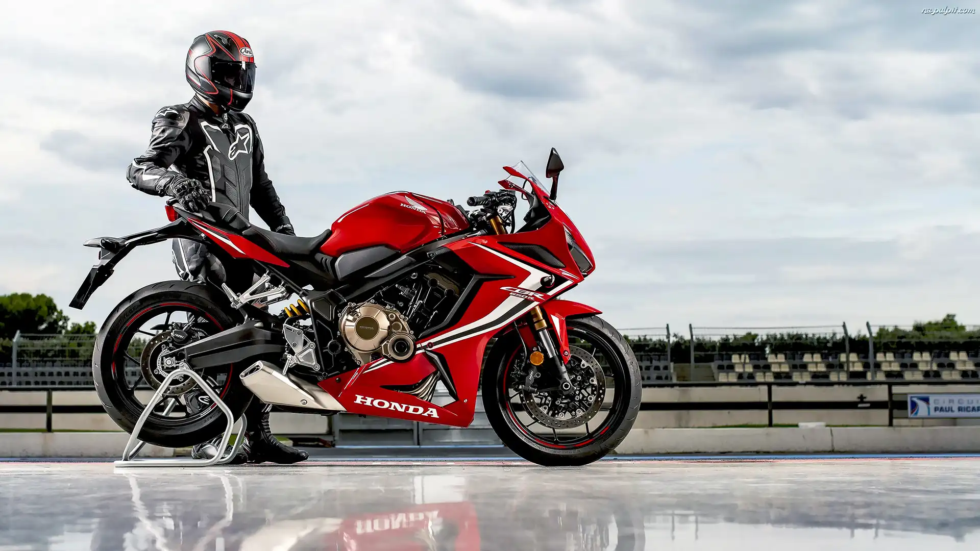 Czerwony, Motocykl, Honda CBR650R, Motocyklista