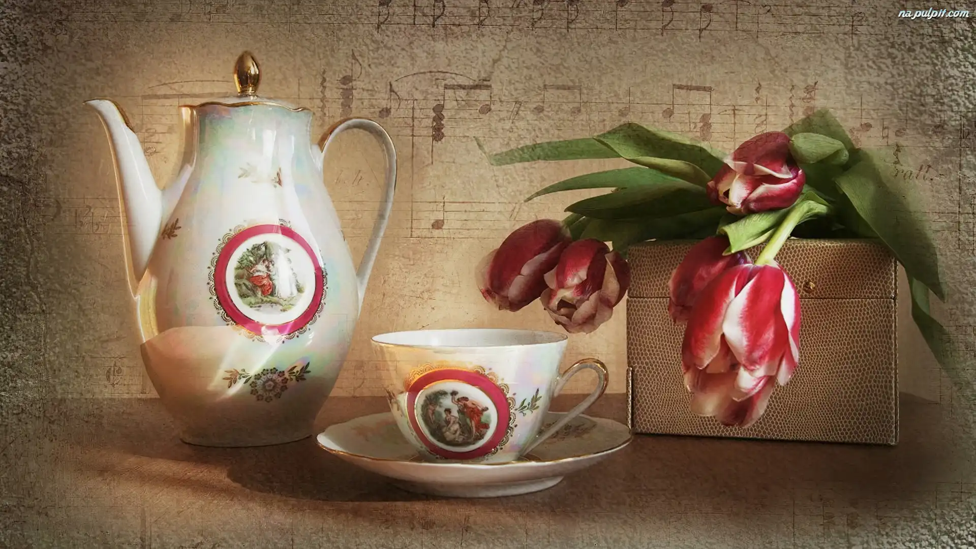 Nuty, Tulipany, Porcelana, Pudełko