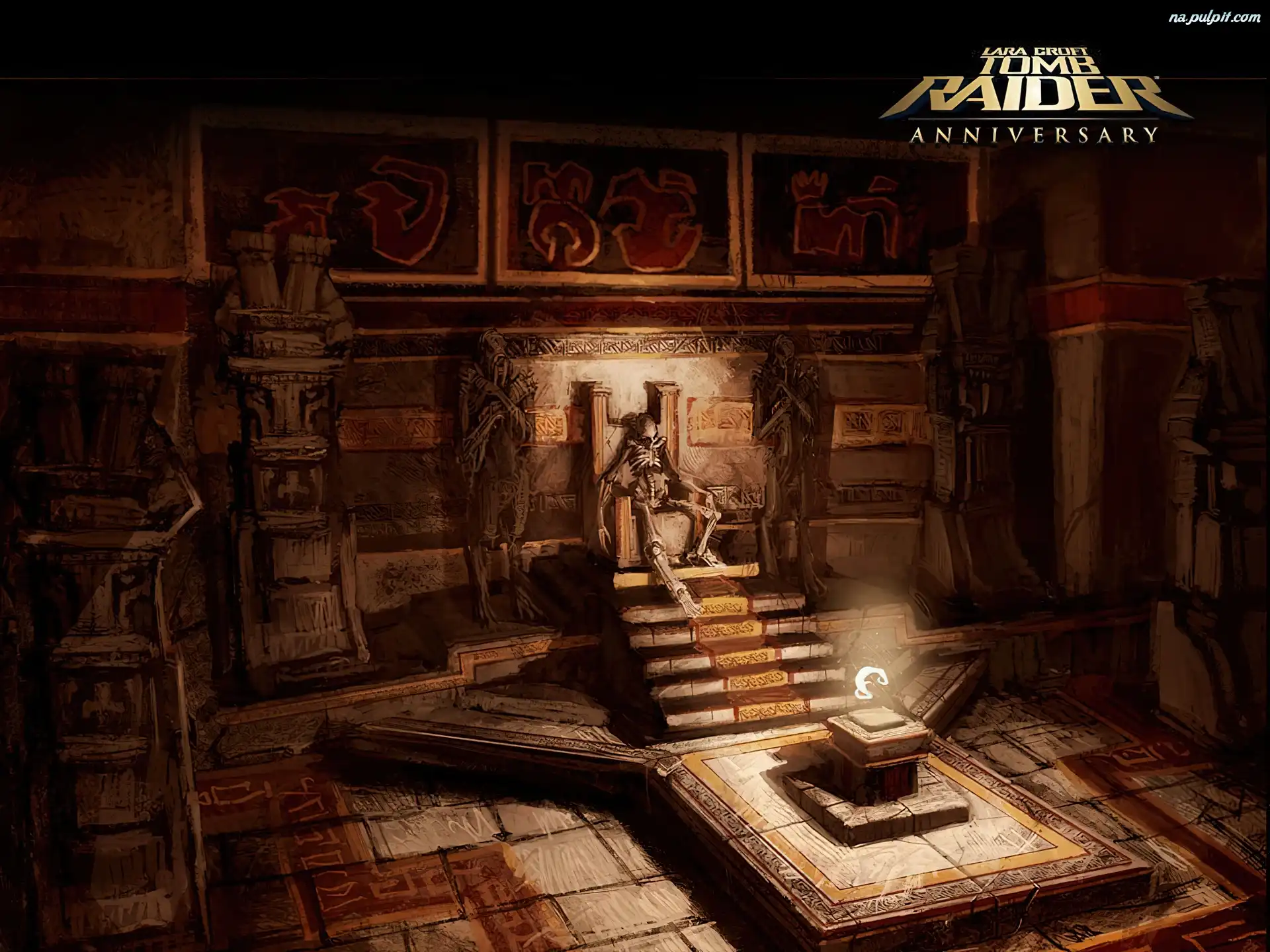 Tomb Raider Anniversary, szkielet, schody, tron, kościotrup