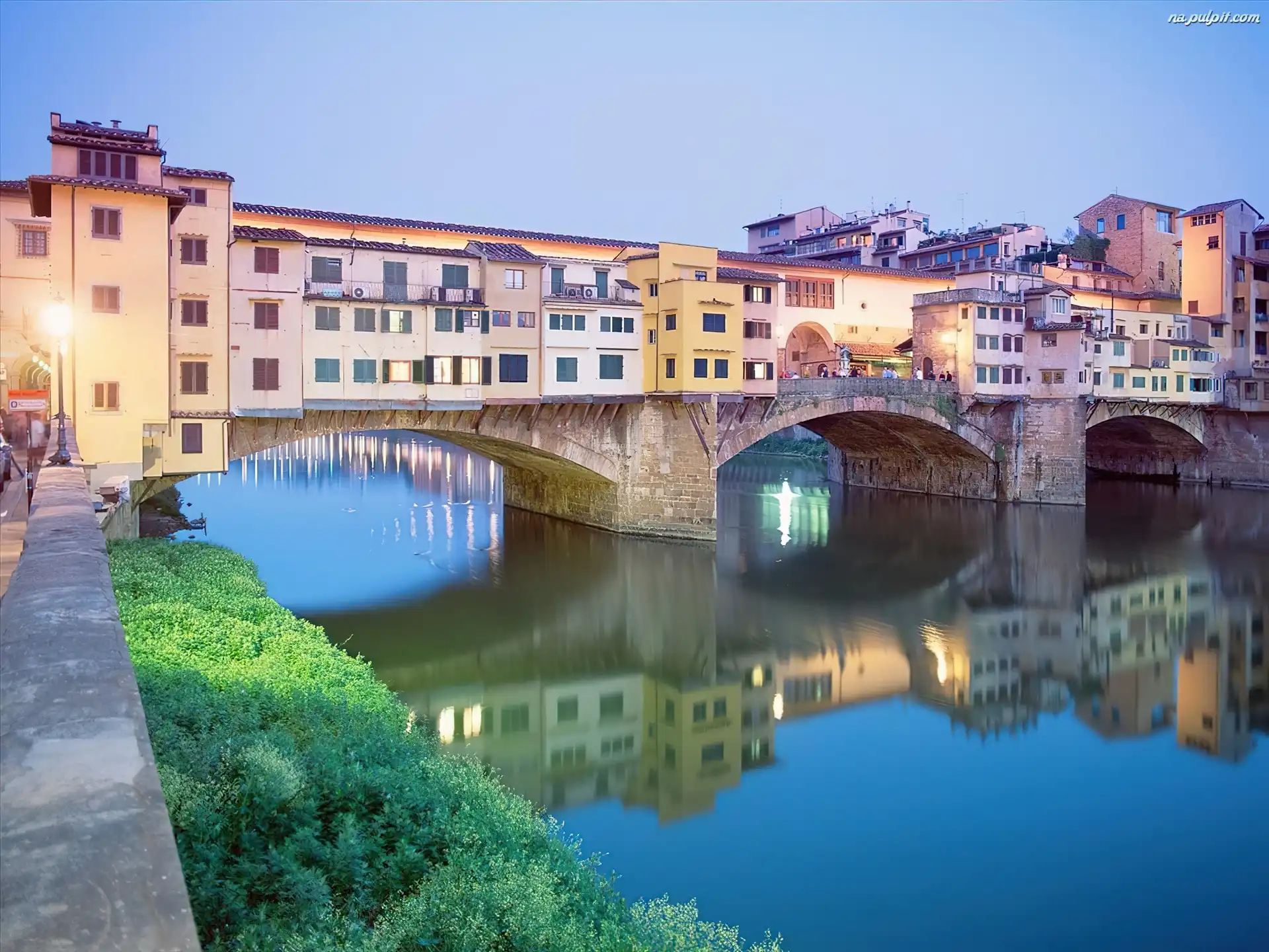 Domy, Rzeka, Vecchio, Most, Arno, Florencja, Ponte