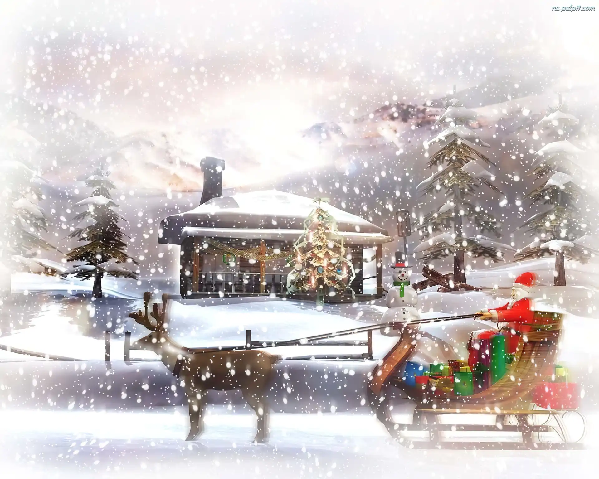 Sanie, Narodzenie, Boże, Śnieg