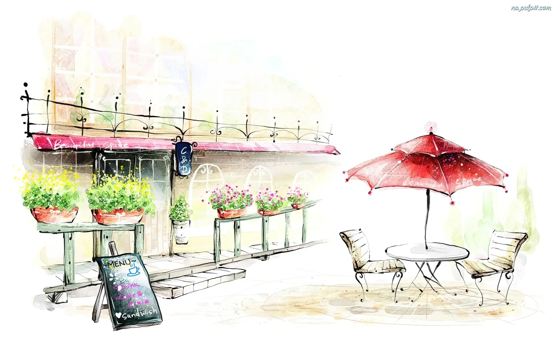 Restauracja, Stolik, Parasol