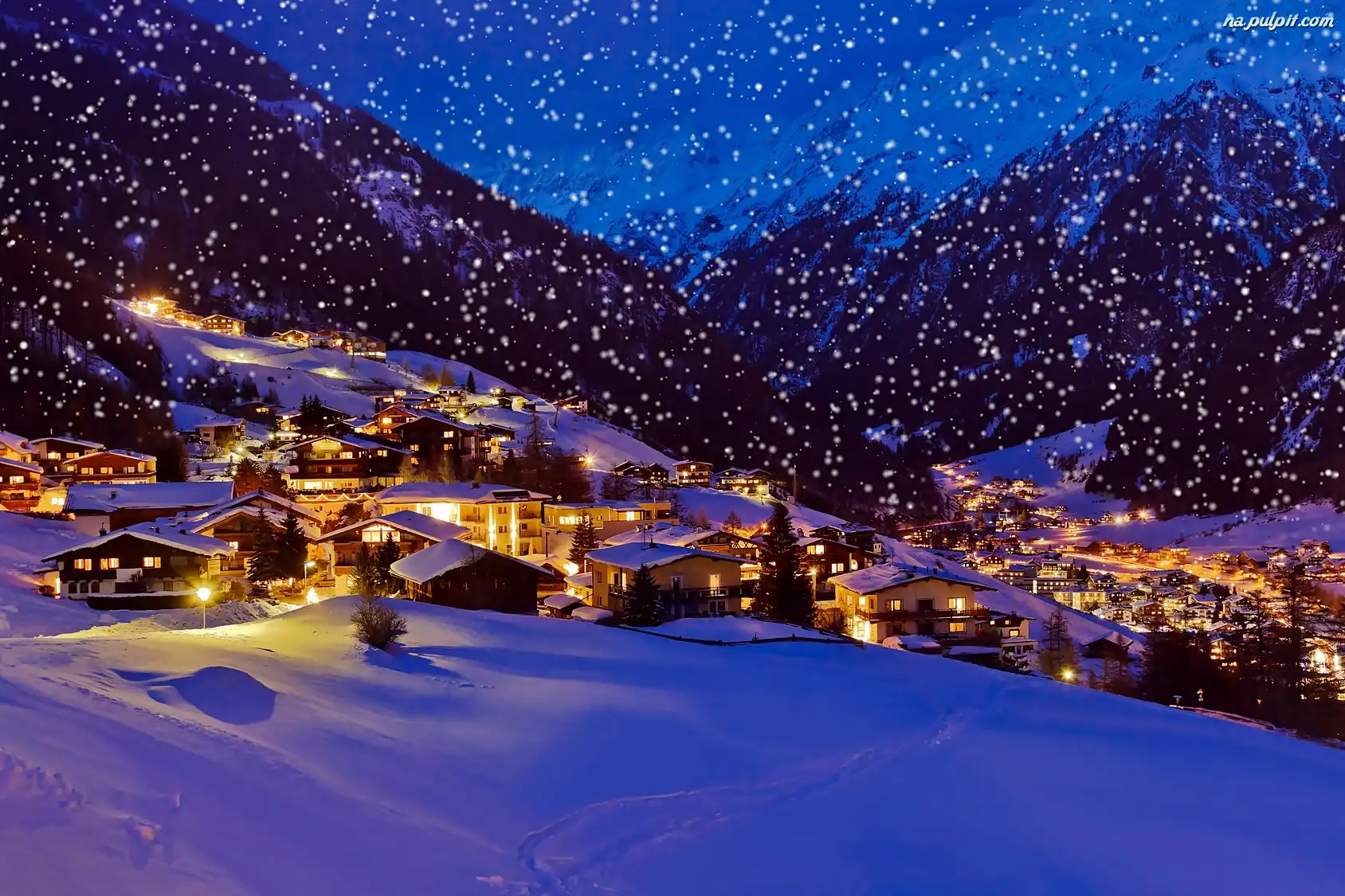 Śnieg, Kurort, Tyrol, Solden