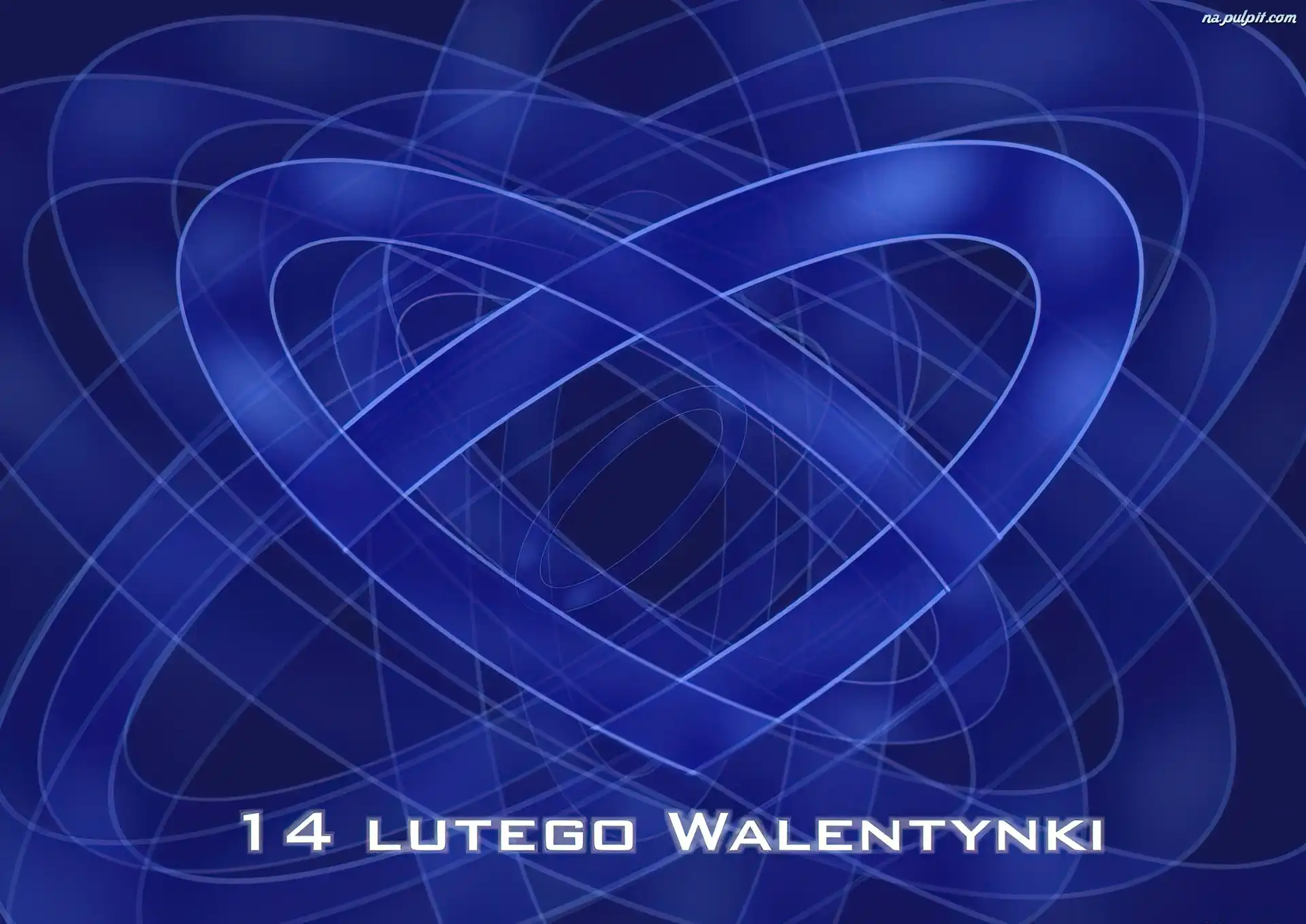 Walentynki, Serca, Spiralne, Niebieskie, Napis