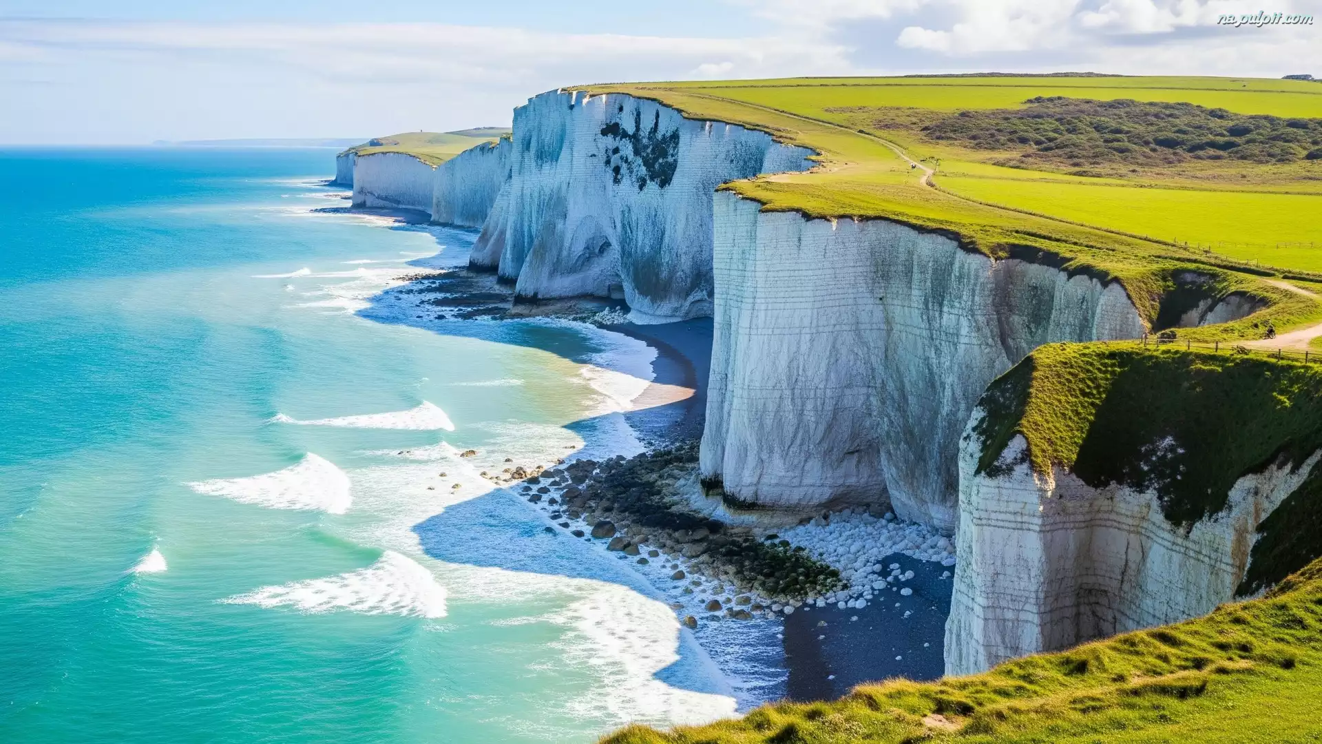Klify, Anglia, Skały, Wapienne, Morze, Seven Sisters