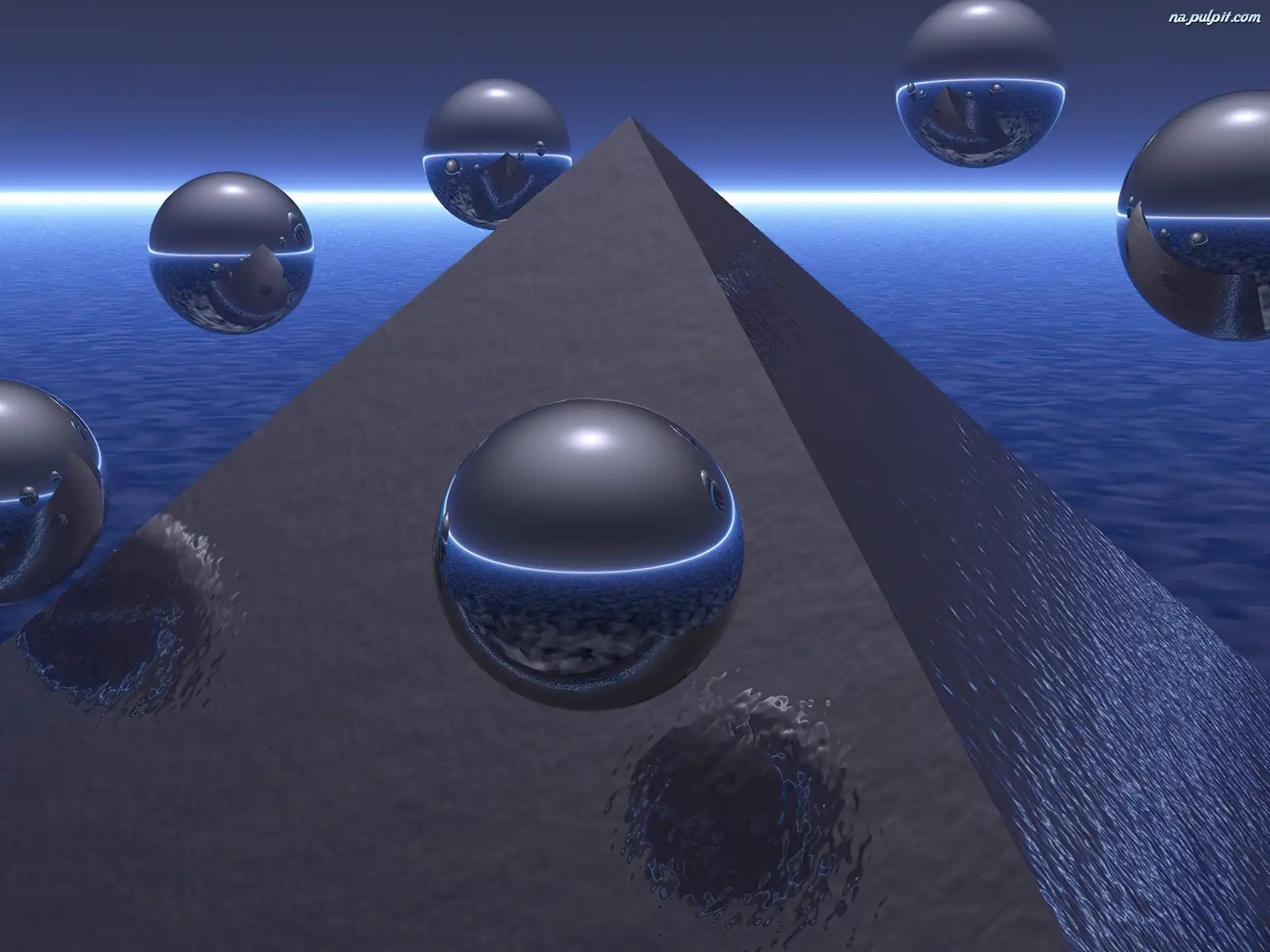 woda, Wektorowa, 3D, piramida