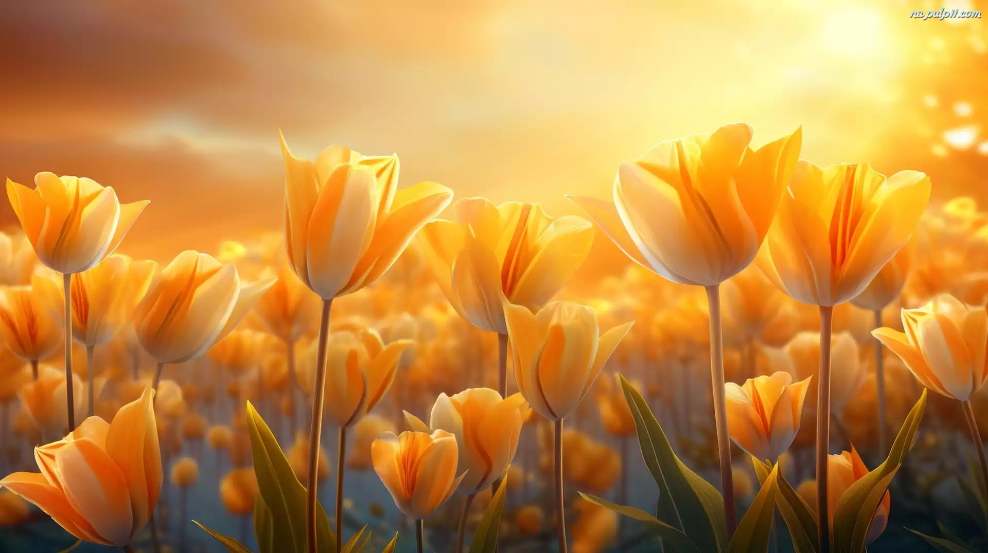 Żółte, Tulipany, Grafika